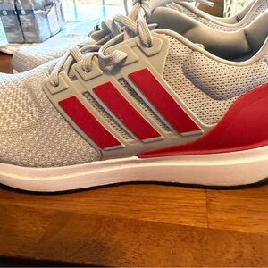 Men adidas Gray and Red Athletic Shoes